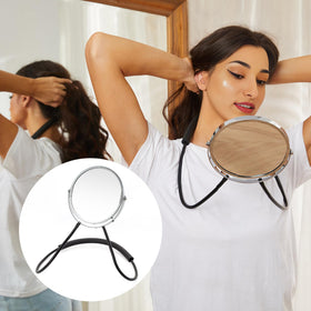Grandeco double-sided mirror with 6-inch diameter for precise back-of-head viewing and grooming.