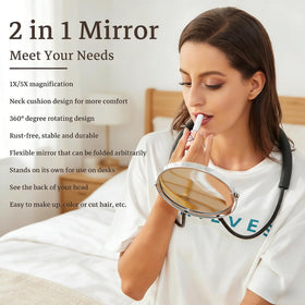 Grandeco mirror with 360-degree swivel for easy angle changes.