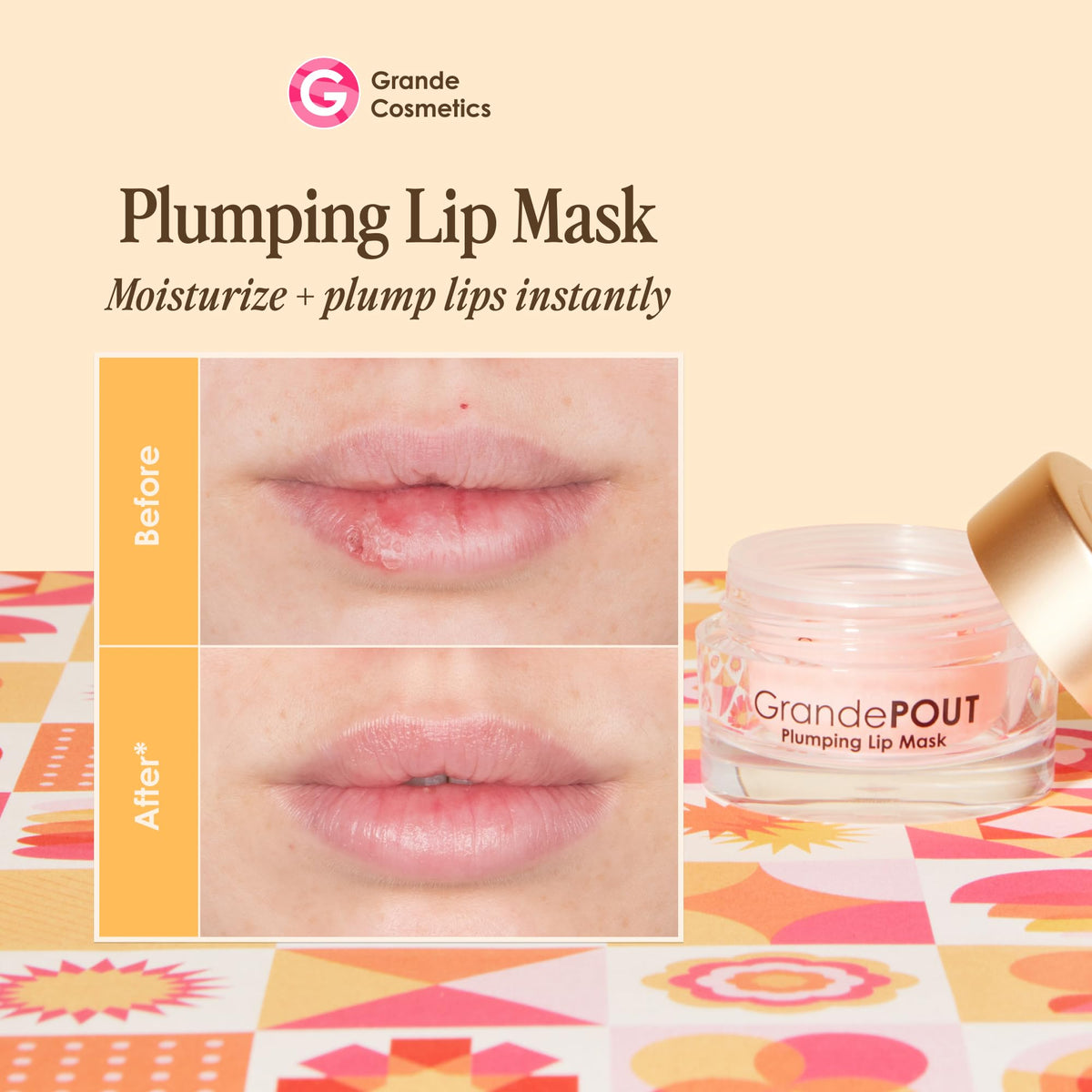 GrandePOUT application close-up showing smooth, even coverage for pout enhancement.