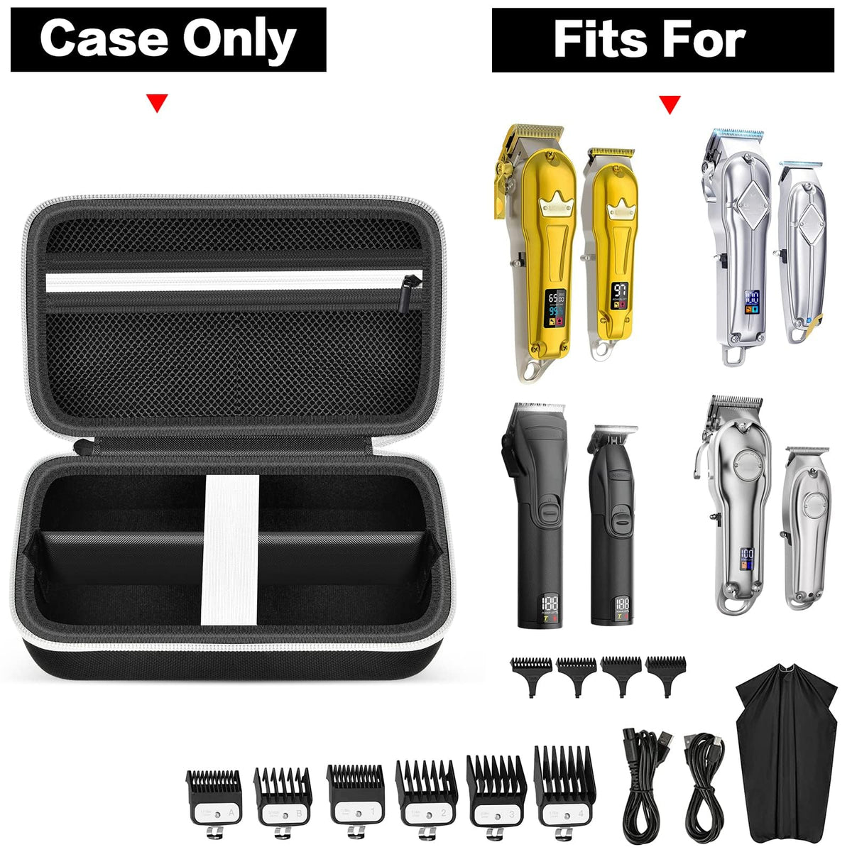 Grapsa case interior elastic band securely holds clippers during transport
