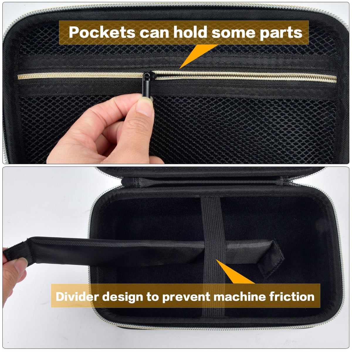 Grapsa case zippered mesh pocket stores USB cables and grooming tools