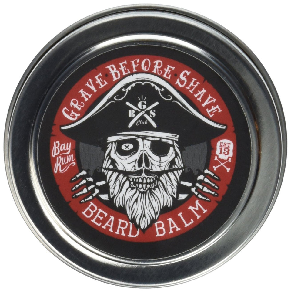 Grave Before Shave Bay Rum Beard Balm 4oz giant tin for easy grooming and conditioning.
