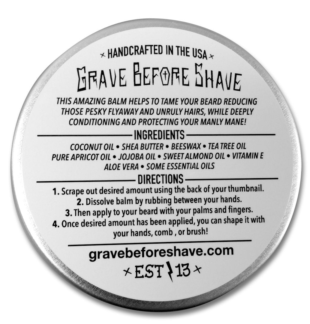 Texture closeup of Grave Before Shave Bay Rum Beard Balm for nourishing hold.