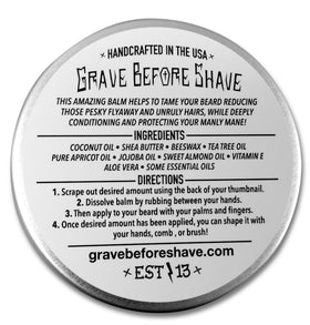 Texture closeup of Grave Before Shave Bay Rum Beard Balm for nourishing hold.