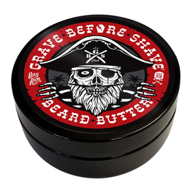 Grave Before Shave Bay Rum Butter label close-up highlights premium ingredients