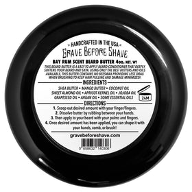 Grave Before Shave Bay Rum Butter on beard for a softer, manageable look