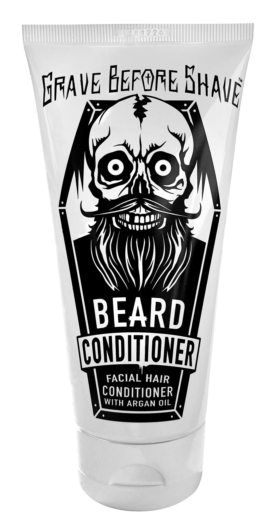 Grave Before Shave beard conditioner bottle with argan oil for hydrated facial hair