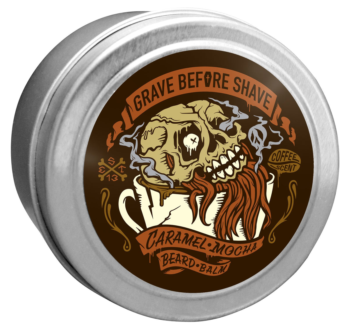 Grave Before Shave Caramel Mocha Beard Oil dropper for deep conditioning.