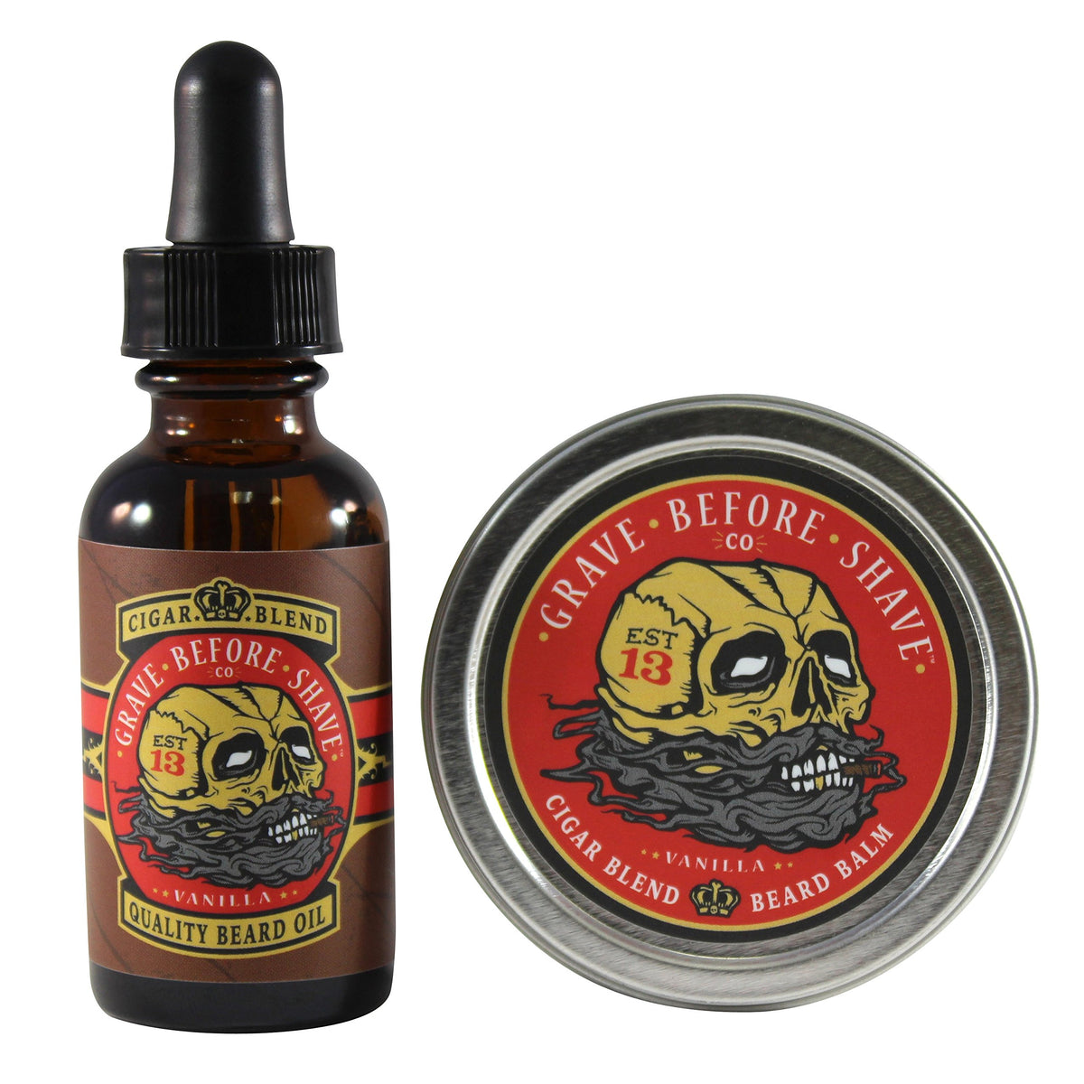 Grave Before Shave Cigar Blend beard balm tin providing deep conditioning for the beard.