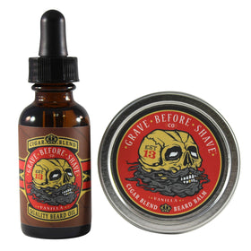Grave Before Shave Cigar Blend beard balm tin providing deep conditioning for the beard.