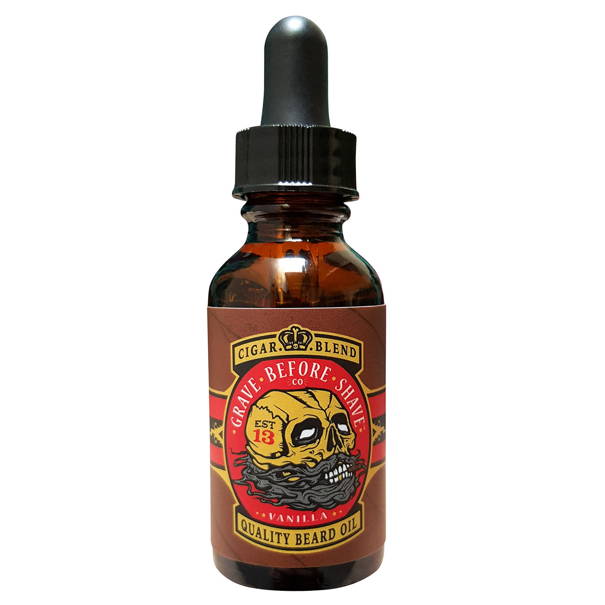 Grave Before Shave Cigar Blend beard oil bottle for smooth, manageable facial hair.