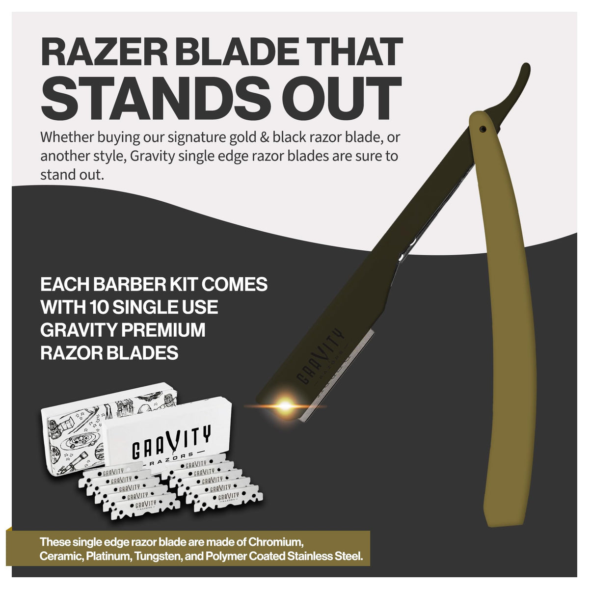 GRAVITY RAZORS gold and black variant delivers bold, stylish visuals.