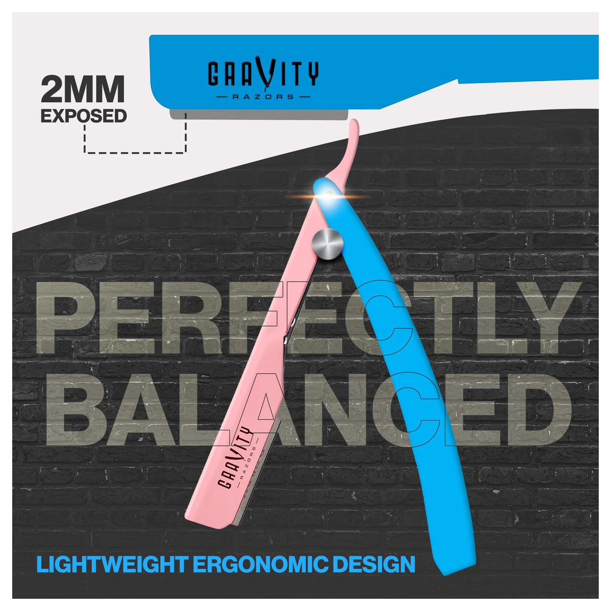 GRAVITY RAZORS stainless steel load insert enables quick blade changes.