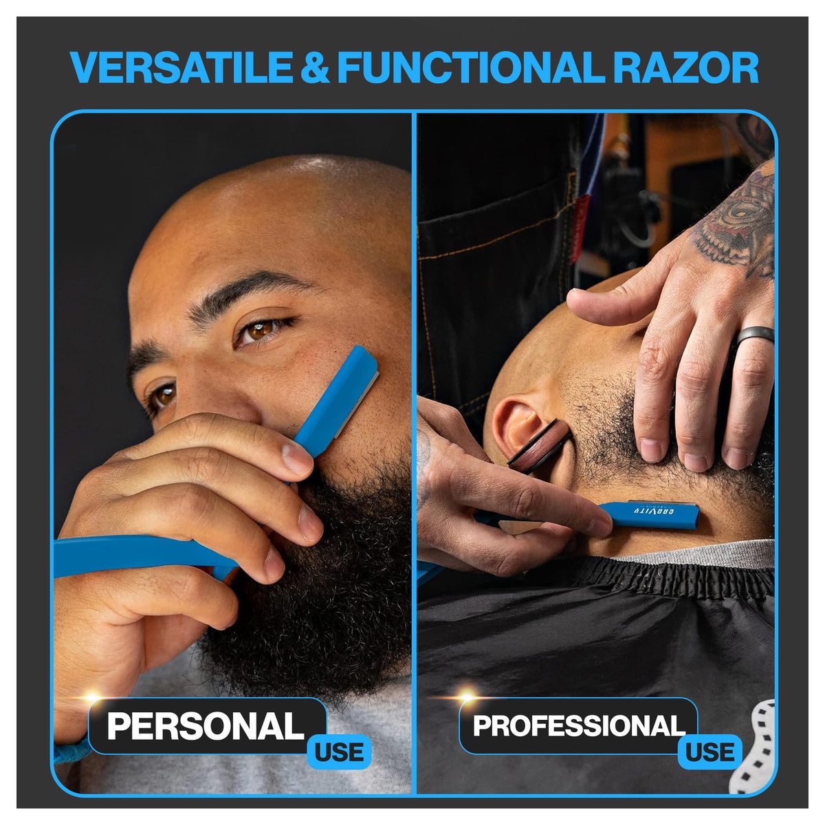 GRAVITY RAZORS Derby Premium blades included for multiple shaves.