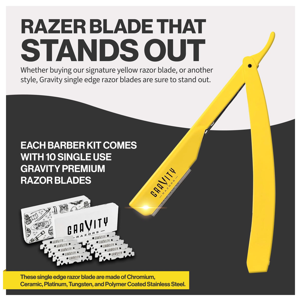 GRAVITY RAZORS yellow holster included for secure blade storage on the go