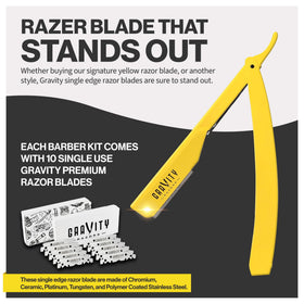 GRAVITY RAZORS yellow holster included for secure blade storage on the go