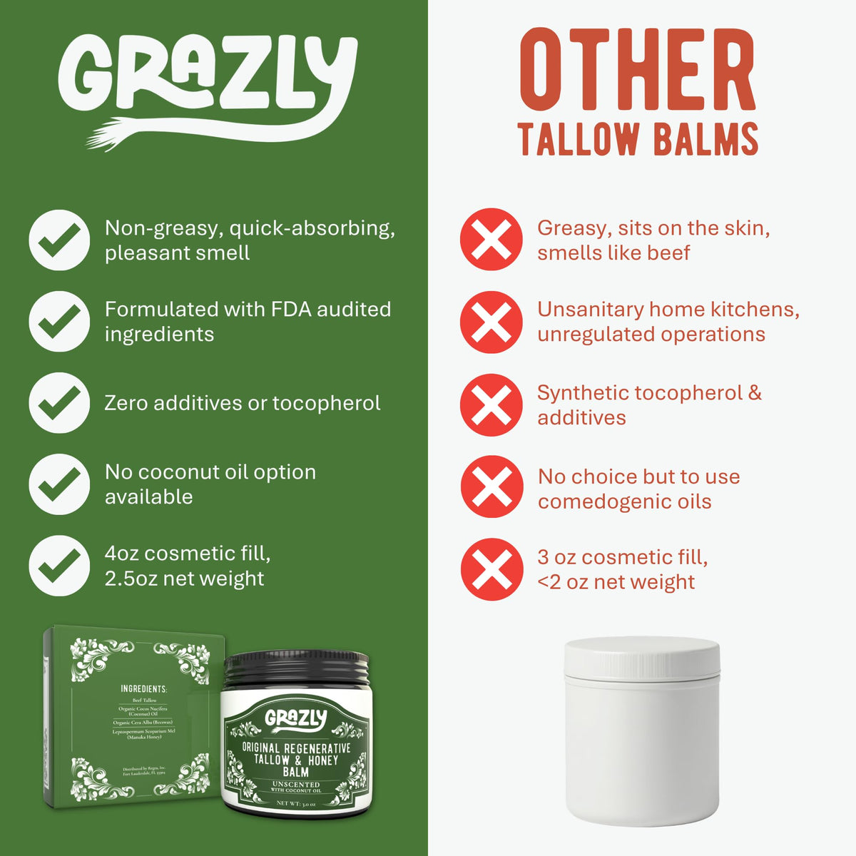 Grazly coconut oil variant option highlighting added softness.