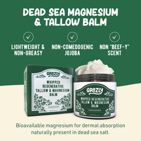 Grazly Dead Sea magnesium flakes closeup for soothing hydration.