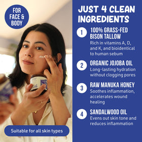 Grazly balm on face for non-greasy hydration and balance