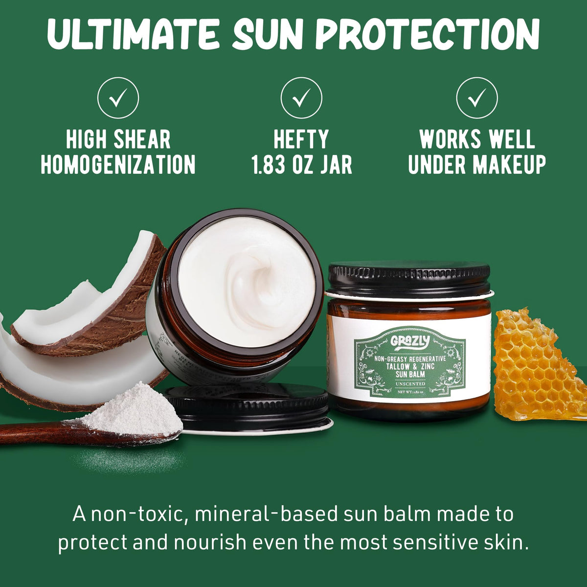 Grazly sunscreen applied on hand demonstrates smooth, non-greasy finish.