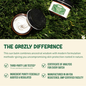 Grazly water-resistant sun balm in tube packaging during outdoor activity.