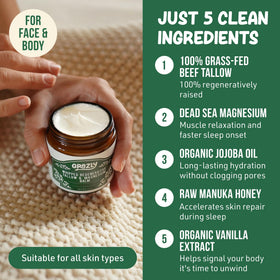 Grazly whipped balm delivers deep skin hydration for dry areas like elbows and hands.