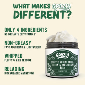 Grazly whipped tallow texture closeup showing airy, light hydration.