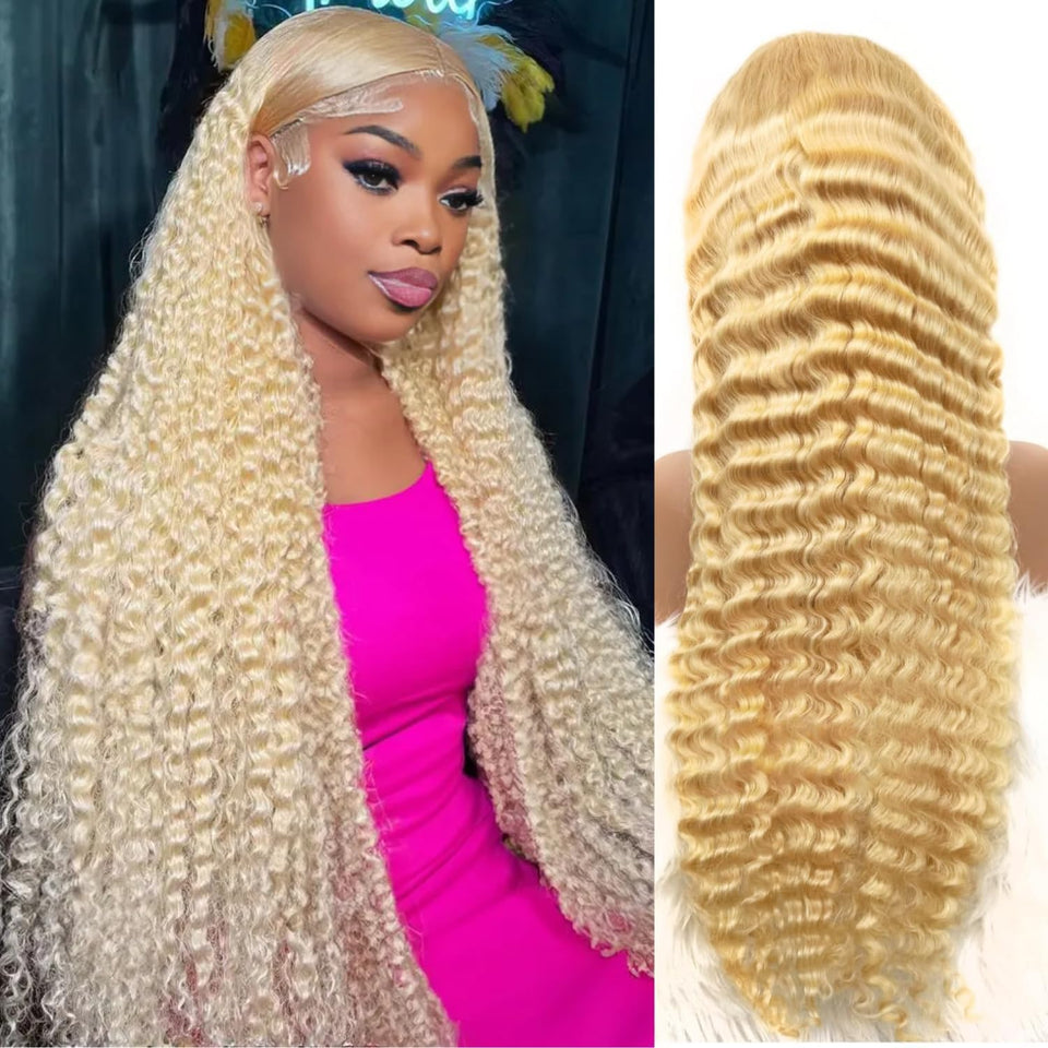 Grcabeir 30-inch 613 deep wave wig with lace front for natural volume