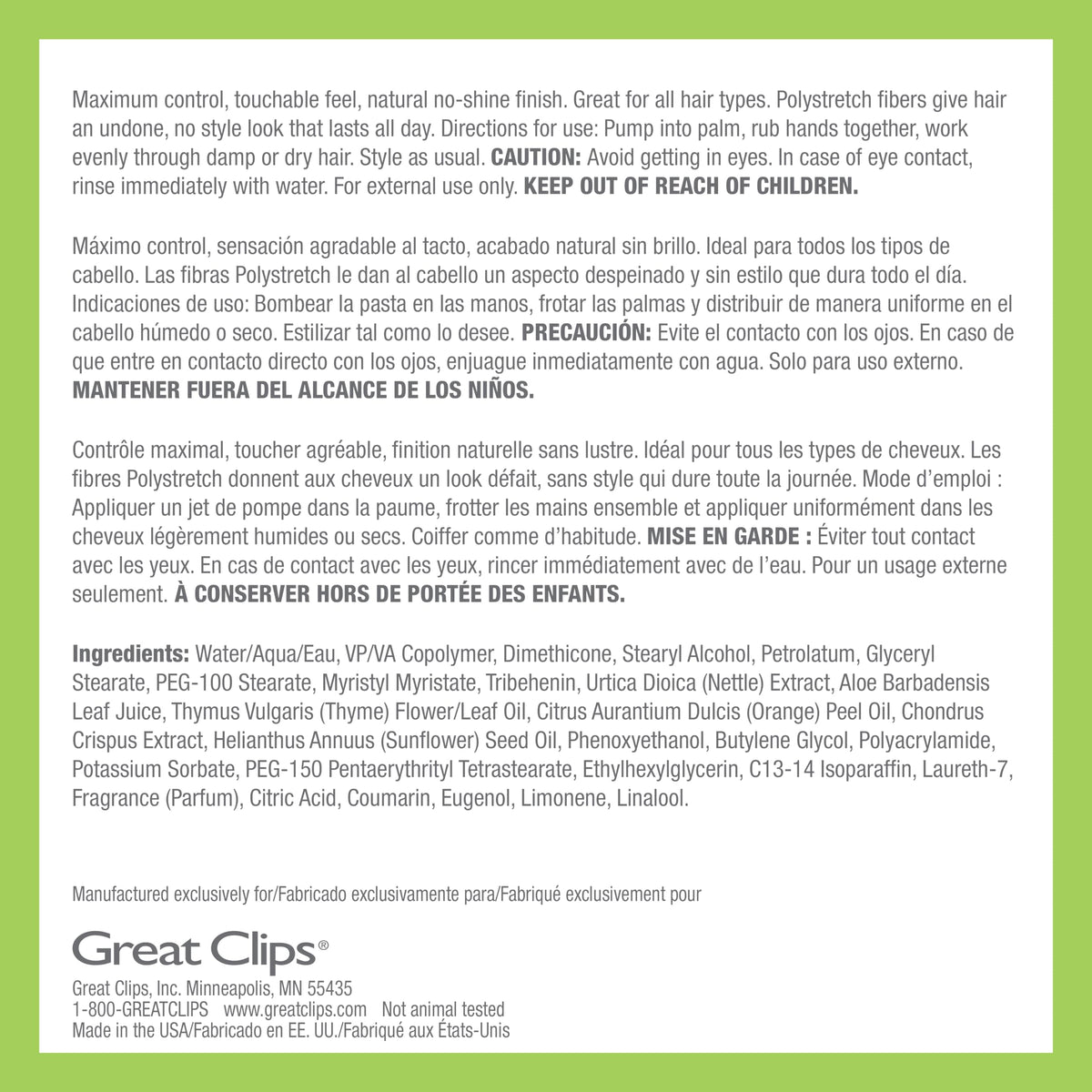 GREAT CLIPS Latitude Molding Paste hold demonstration highlights strong, durable control.