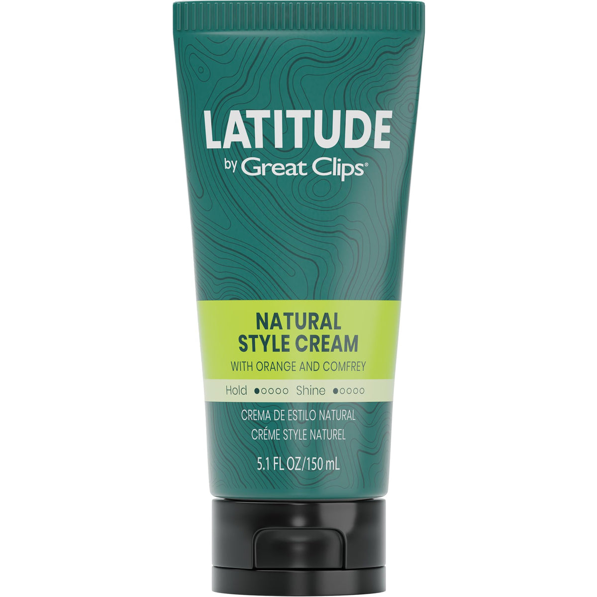 Great Clips Latitude Natural Style Cream bottle close-up showing natural finish.