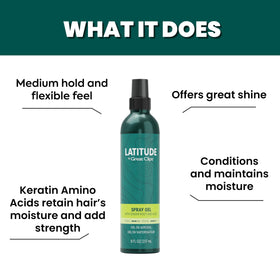 Great Clips Latitude Spray Gel finish provides medium shine without stiffness.