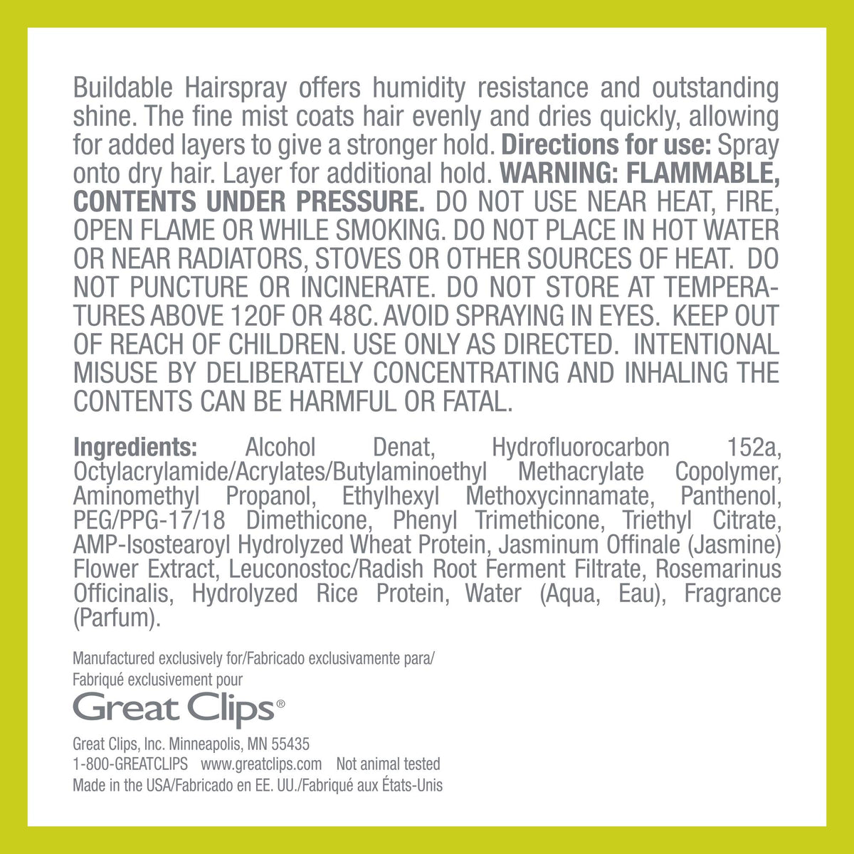 Great Clips Buildable Hairspray easy application on finished looks.