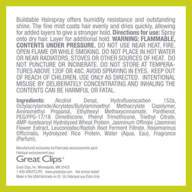 Great Clips Buildable Hairspray easy application on finished looks.