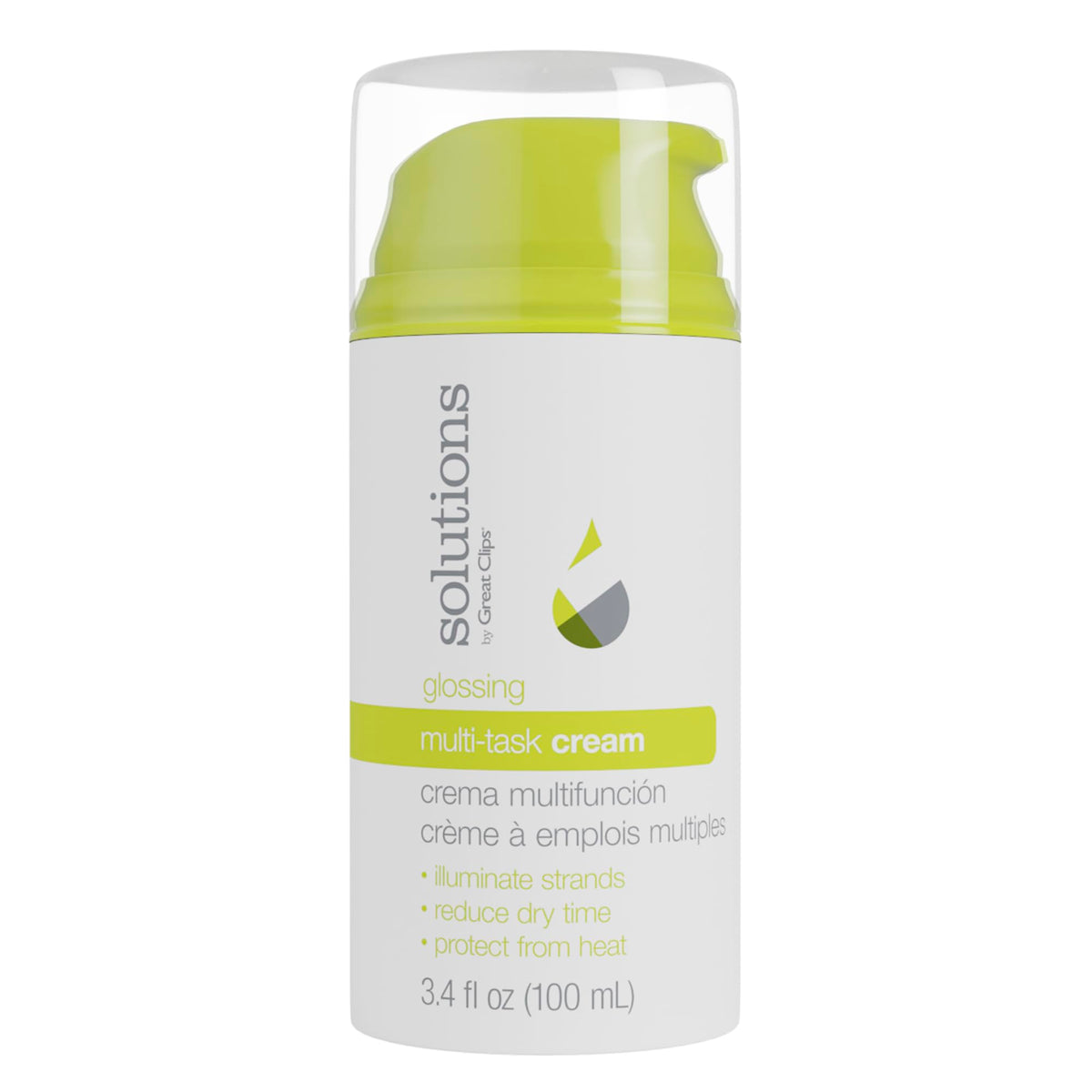 GREAT CLIPS Glossing Multi-Task Cream bottle for daily smoothing and frizz control.