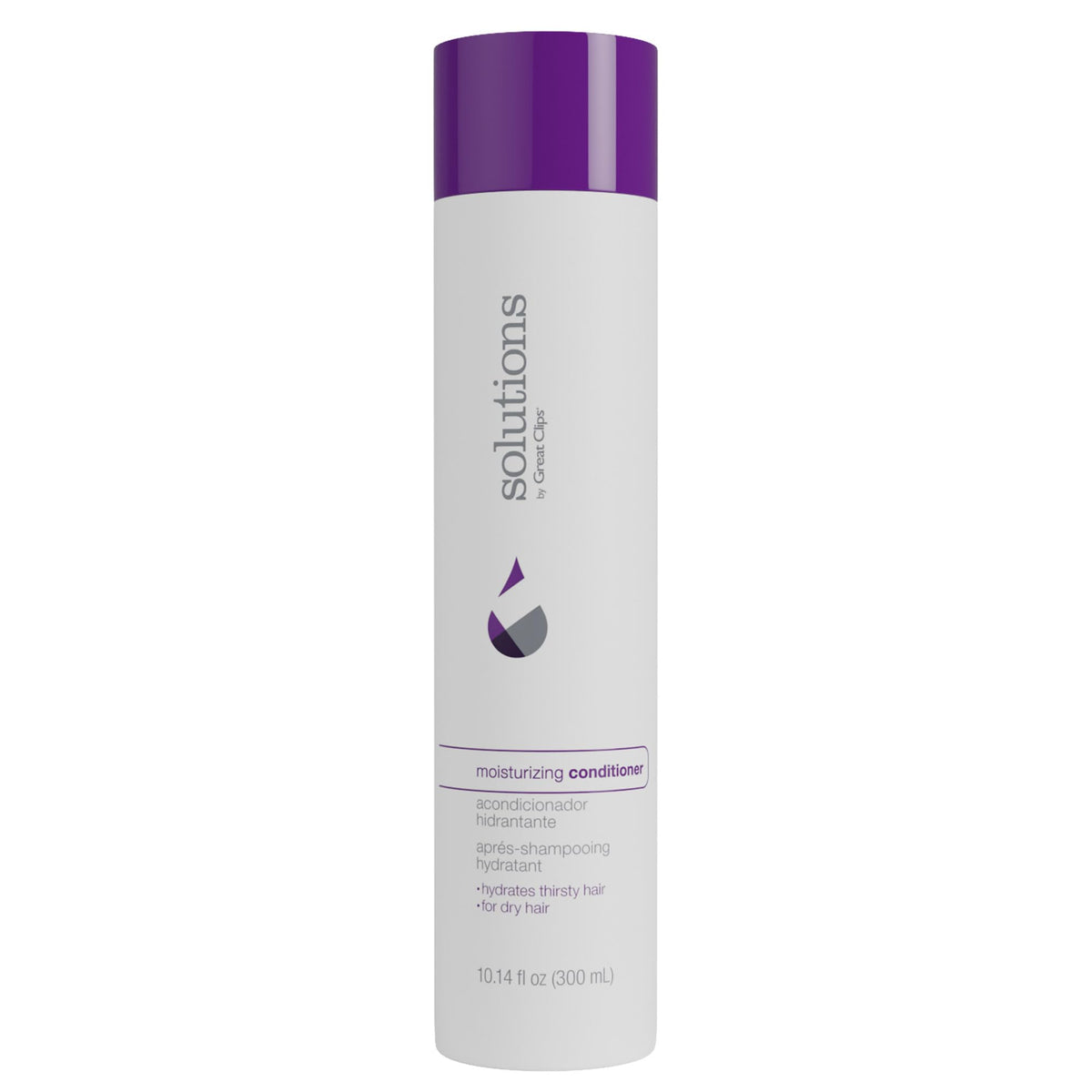 GREAT CLIPS Solutions Moisturizing Conditioner bottle front for hydrated hair.
