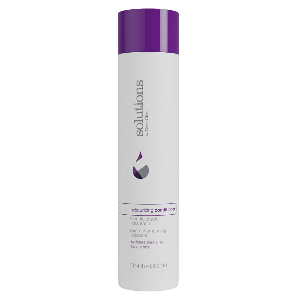GREAT CLIPS Solutions Moisturizing Conditioner bottle front for hydrated hair.