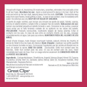 GREAT CLIPS Nourishing Oil frizz-control close-up demonstrates smooth, protected hair.