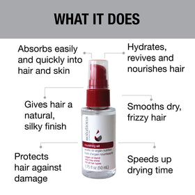 GREAT CLIPS Nourishing Oil on hair demonstrates smoothing shine and reduced flyaways.