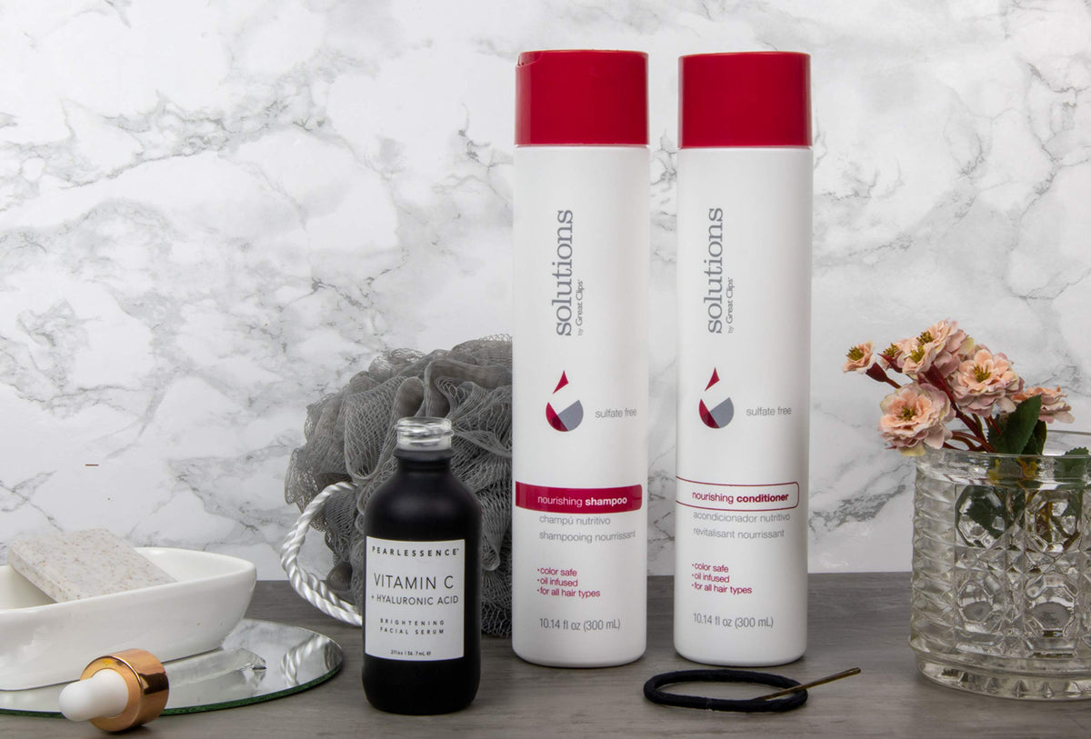 GREAT CLIPS Solutions Nourishing Shampoo with argan oil supports smooth, manageable hair