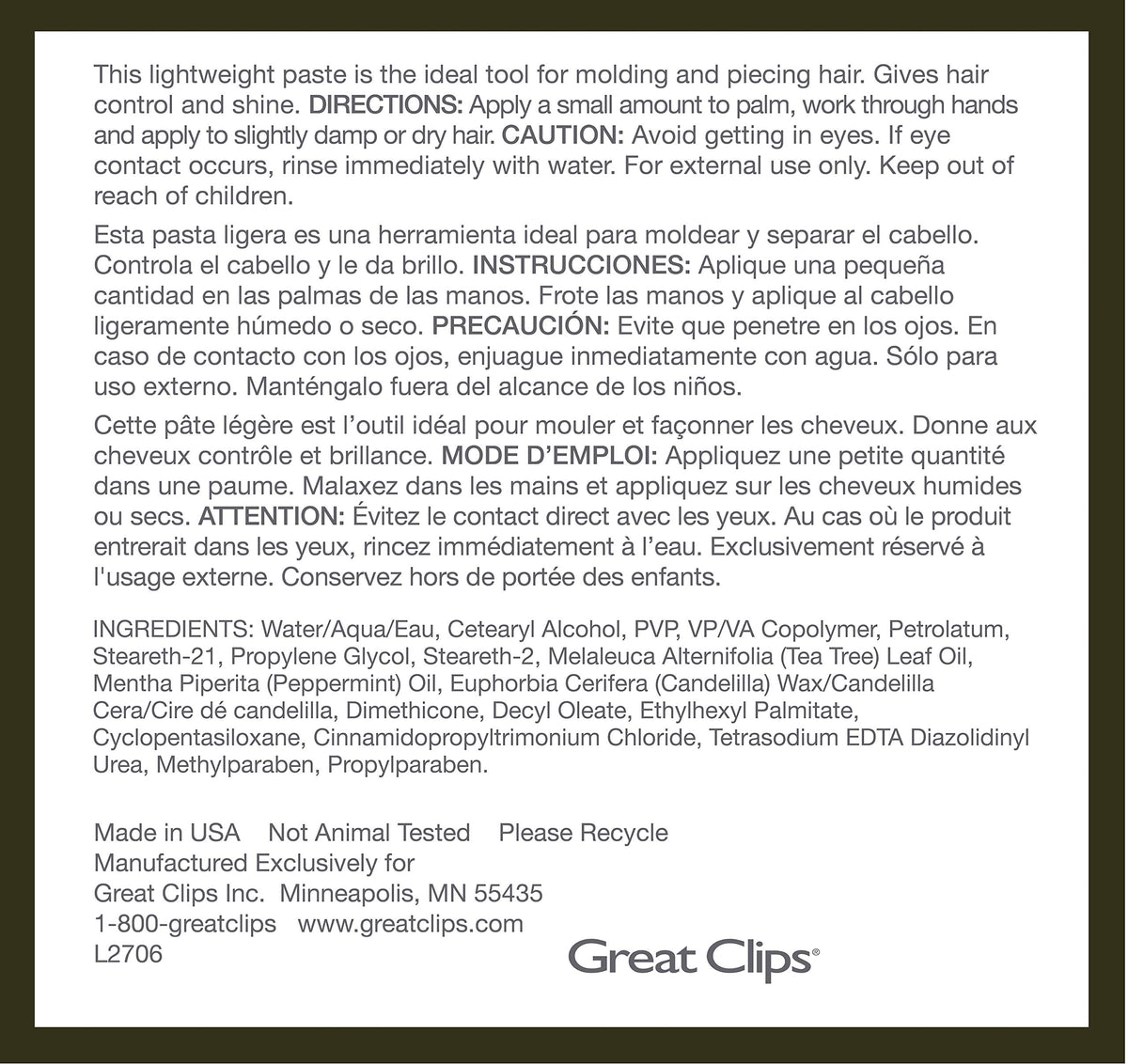 Great Clips Tea Tree Paste mold-styling for versatile looks.