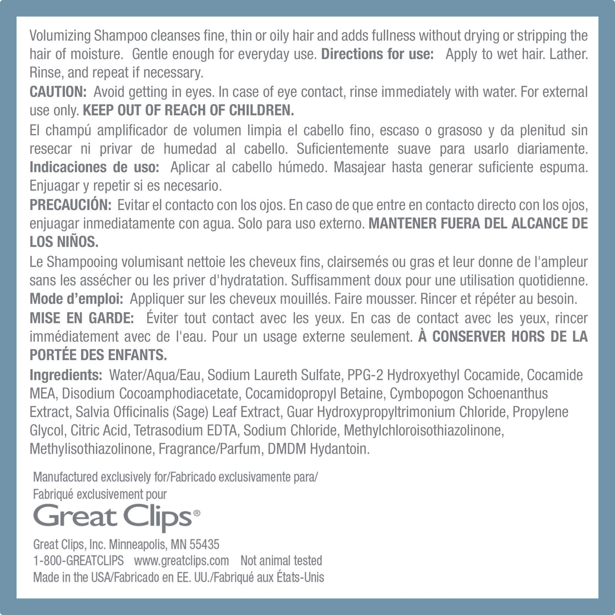 Great Clips Solutions Volumizing Shampoo scent refresh evokes lemongrass mood