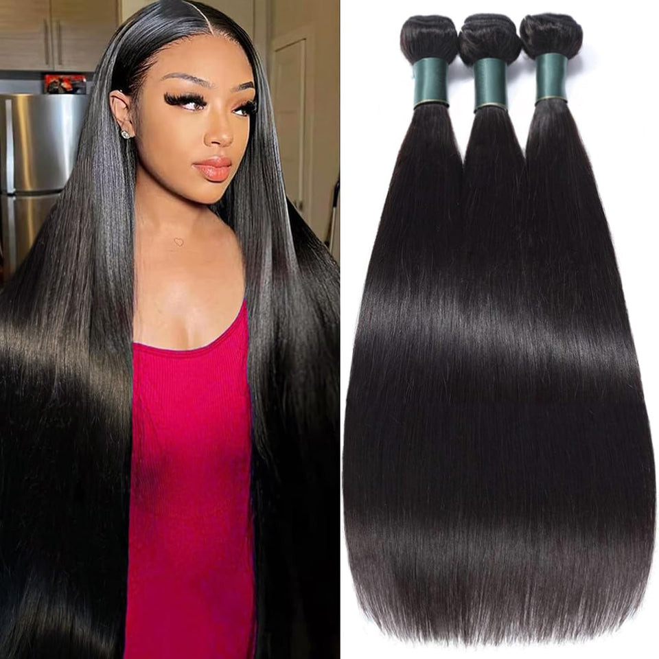 Great Grace straight bundles in natural black, silky texture for versatile styling.