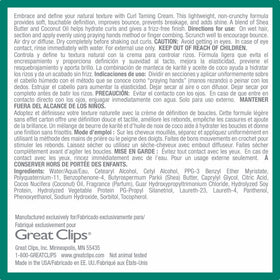 Great Clips Solutions Curl Taming Cream packaging highlighting silicone-free formula for frizz control