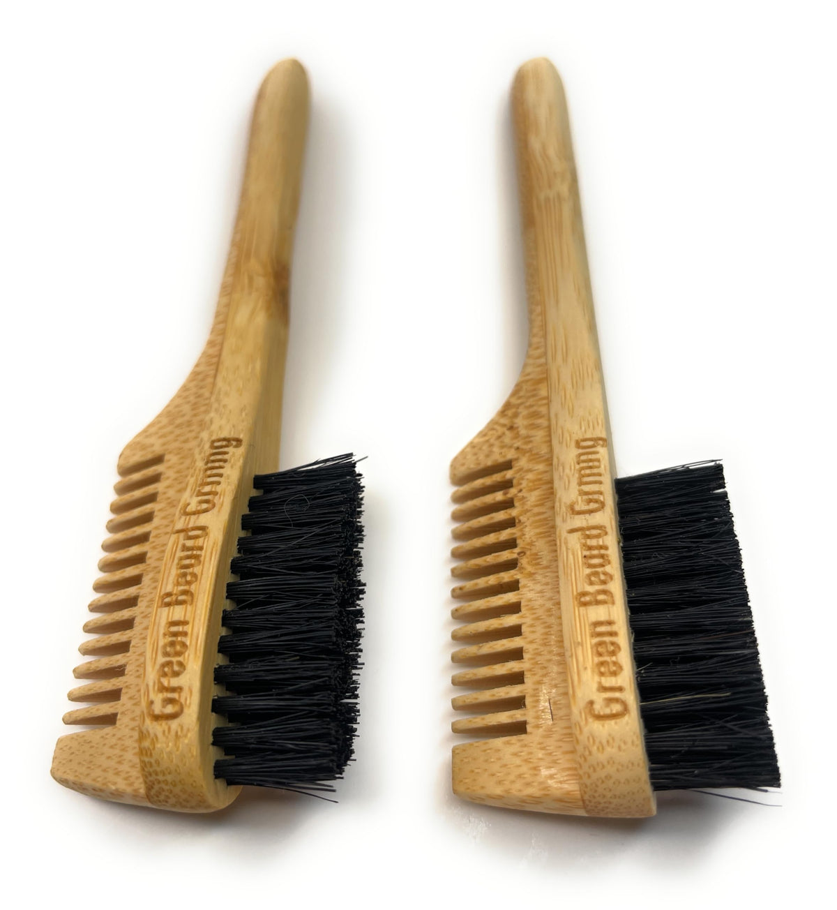 Green Beard Grmng 2-in-1 sapling mustache comb distributes wax evenly.
