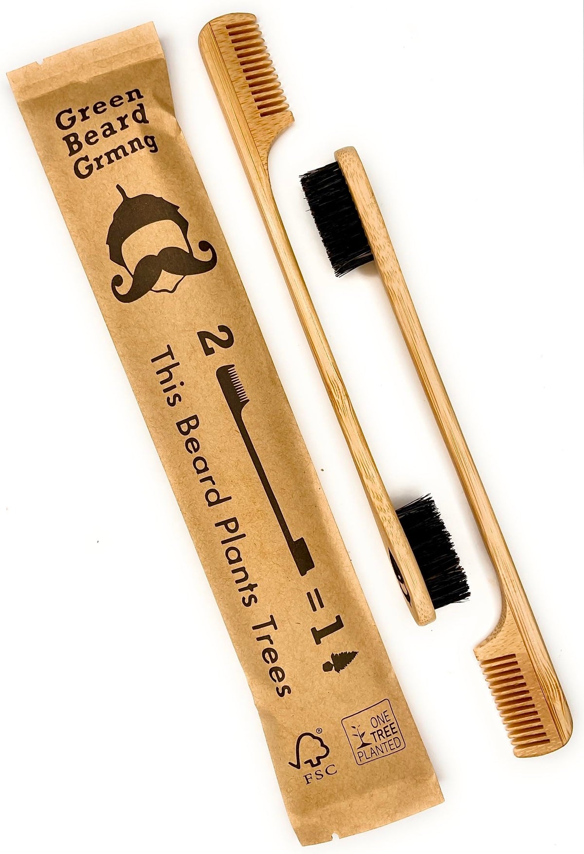 Green Beard Grmng sapling mustache brush close up for precise touch ups