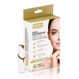 Green Cosmos dual-head system shown for peach fuzz and chin hairs.