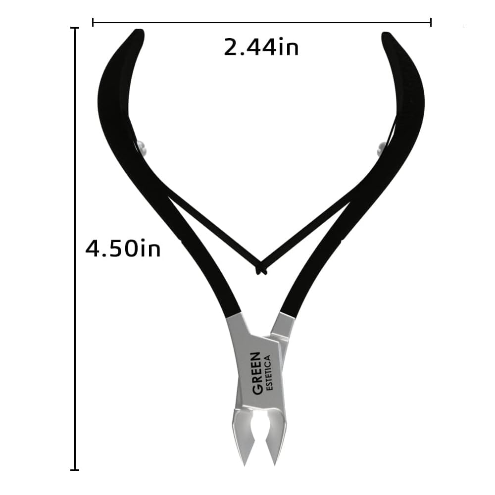 GREEN ESTETICA cuticle nipper blade closeup showing sharp edge for clean cuticle removal