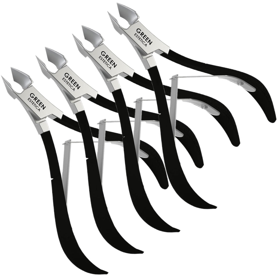 GREEN ESTETICA cuticle trimmer in black 4-pack set for precise cuticle care at home