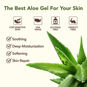 Close-up of Green Leaf Naturals Aloe Vera Gel showing cold-pressed purity