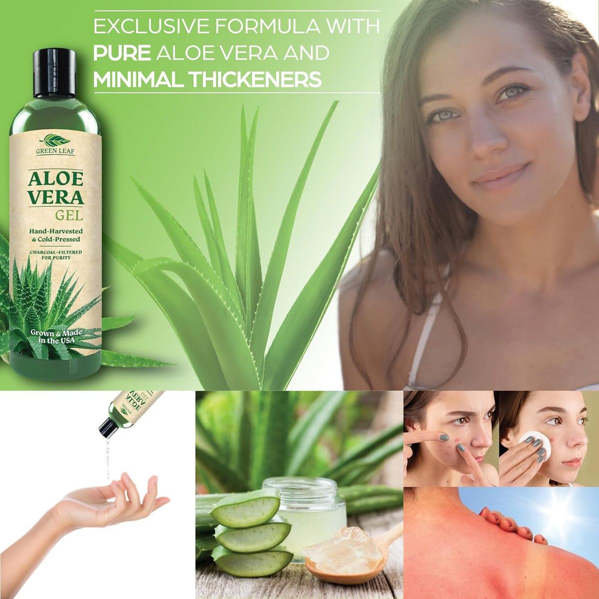 Hair care use: aloe gel provides scalp hydration and shine